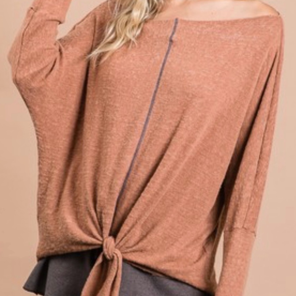 Chic Orange Tie-Front Sweater